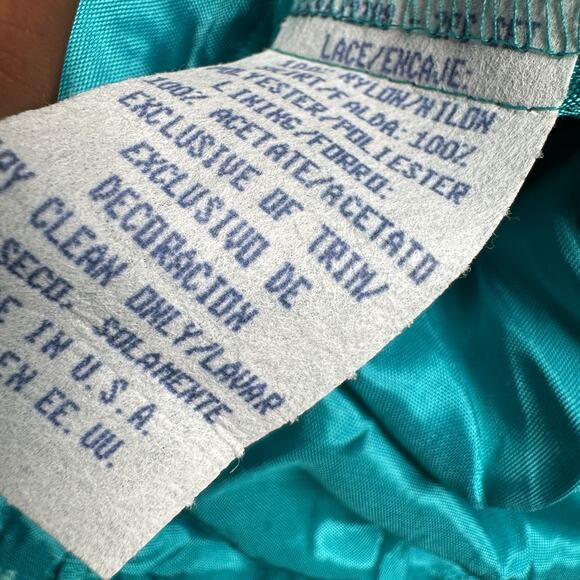 VTG Cachet Bari Protas 80s Lace Overlay Blouse Top 8 NWT USA Turquoise Back Zip - Picture 4 of 8